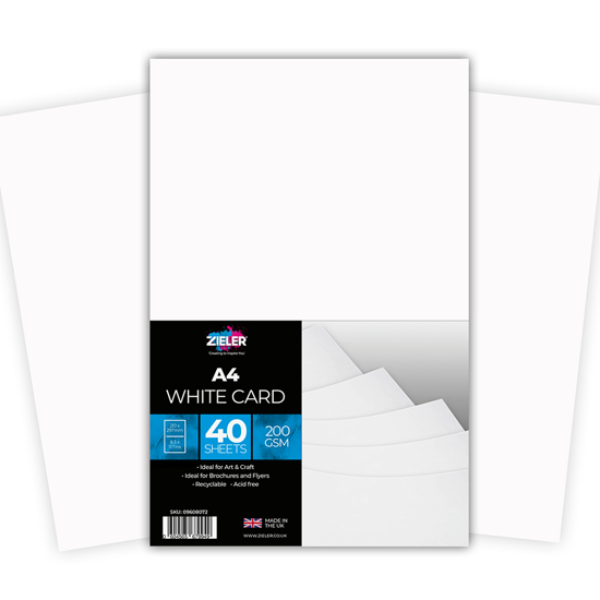 Zieler White Card, 200g, A4, 40 ark
