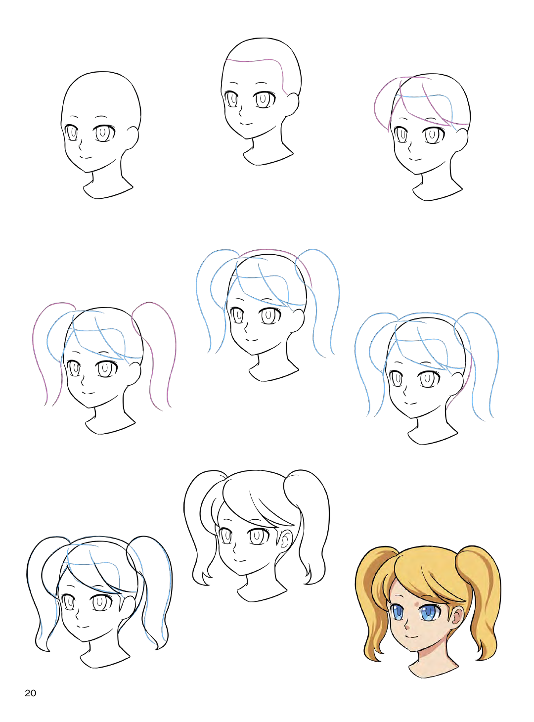 Side fra boken How to draw: Manga Faces