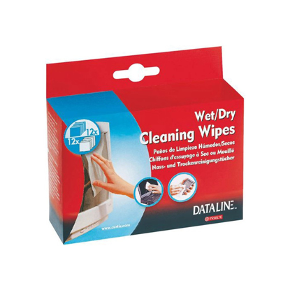 Skjermrens, servietter våt/tørr (12pk)