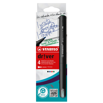 Stabilo Driver Medium 0,8mm, sett à 4 farger